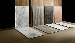 Different designs of porcelain tiles